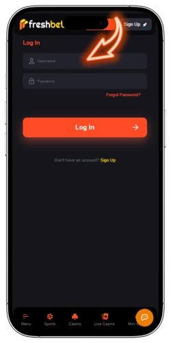 FreshBet login credentials entry form for UK players