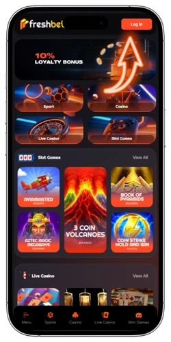 FreshBet login form button location for UK players